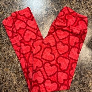 LuLaRoe Red and Pink Patterned Leggings